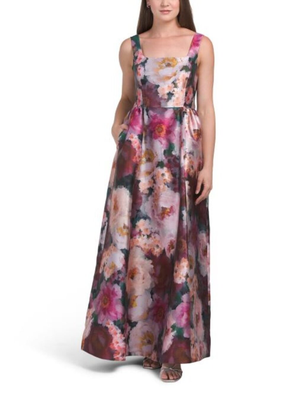 JULIA JORDAN Square Neck Mikado Gown